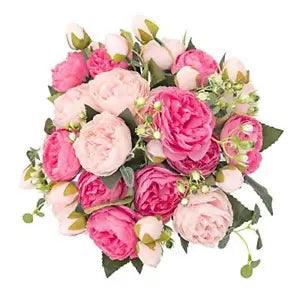 Artificial Flowers Silk Peony Flower Fake Flower Small Pieces Wedding Pink Red