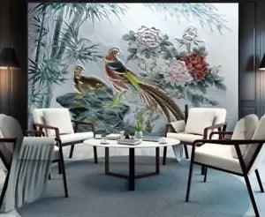 3D Peony Flower Birds 24504NA Wallpaper Wall Murals Removable Wallpaper Fay