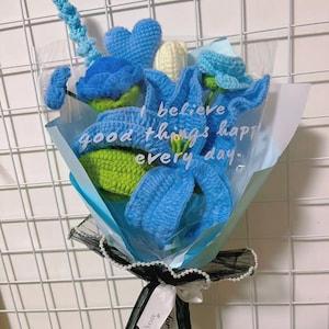 Crochet Flowers Bouquet, Handmade Knitted Bouquet,Lily Bouquet,Knitted Flowers,Gift For Her, Valentine's Day Gift, Mix Crochet Bouquet