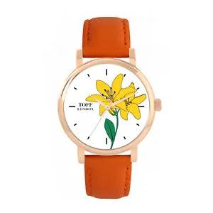 Toff London TLWS-52708 Ladies Yellow Lily Flower Watch