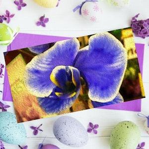 Blue orchid plant 10 pack of greeting cards, Rare orchid bouquet boxed set of cards, Summer blossom stationary, Botanical print retirement
