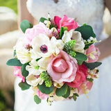 Bridal Bridesmaid Prom Bouquet Anemones Peonies Roses Hops Greenery - add Groom's Boutonniere Arch Flowers Cake Decor Centerpieces and More!