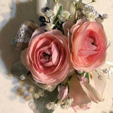 Wrist Corsage on Pearl Beaded elastic bracelet
