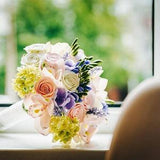 Clay wedding bouquet and boutonniere set, Bridal bouquet, Orchids, Roses, Hydrangea, Freesia