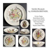 34 Piece of Vintage Garden Bouquet by JOHNSON BROTHERS - Multicolor Floral, Rope Edge, No Trim - EXCELLENT - 1970s - New