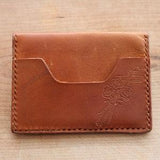 Deluxe St. Therese Crucifix Bouquet Leather Envelope Wallet: Rich Traditional Brown + Engraved