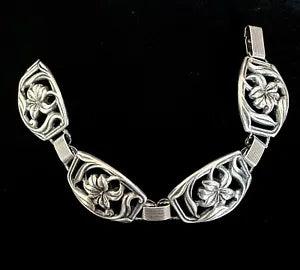 Vintage Danecraft 1940 Sterling Silver Lily Bracelet