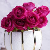 Faux Flowers, High Quality Realistic Red Rose Bouquet, 9 pcs, Fake Rose Bunch, 38 cm