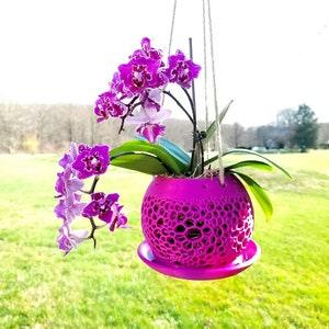 Hanging Planter with Drainage Tray for Orchids - Indoor / Outdoor