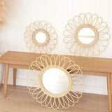 Wall mirror round Rattan Sunflower- wall decoration-Boho Mirror Rattan -Mirror Wall Decor Mirror- Wicker Made Mirrors ByMikwi