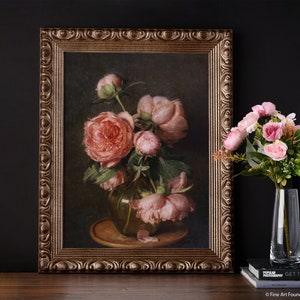 Unframed Print | Pink Peonies Still Life Painting reproduced from an original oil painting | Vintage flower painting | Art No. 1113