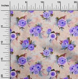 oneOone Cotton Poplin Fabric Watercolor Leaves & Peony Floral Print-7LO