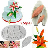DIY Silicone Cake Fondant Decor Mold Lily Flower Bud Leaf Chocolate Baking Mould