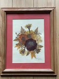 Vintage Pressed Flower Floral  Frame Art Work Signed Shirley Griter