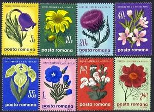 1970 Iris,Sage,Adonis,Thistle,Almond,Peony,Flax,Steppe Flower,Romania,M.2824,MNH