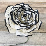 Book Page Paper Rose - 3 or 5 inch Paper Book Flowers - Choose Your Tip Color