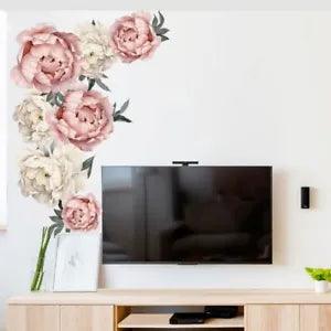 Peony Flower Wall Stickers DIY Home Decor Self-adhesive Wallpaper Non-toxic