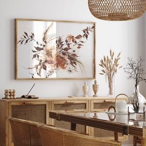 Boho Wall Decor | Large Watercolor Print | Dried Floral Rust Burgundy | Peony Wildflower Wedding Bouquet | Bohemian Bedroom Decor Art Print