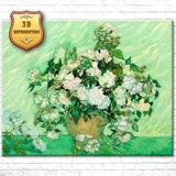 Vincent van Gogh Vase with Pink Roses Giclee Print Reproduction Painting Large Size Canvas Paper Wall Art Poster Ready to Hang Framed Print