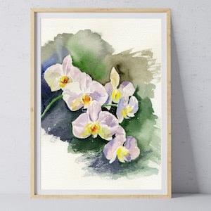 Orchids Watercolor Painting Original 8x10 Framed