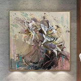 27.55x27.55" Abstract White Lilies Paintings On Canvas Floral Wall Art Flowers Bouquet Painting Neutral Calla Lily Fine Art