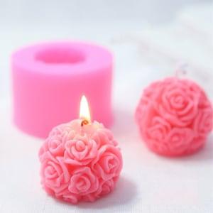 3D Rose Bouquet Candle Mould | Silicone Molds | Floral Flower Ball Round Moulds | DIY Supply Making Mold | Soap, Candy, Baking, Crafting