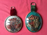 Pair of vintage dried flowers oval and round frame original from Italy pretty