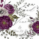 Watercolor Peony Bouquet Burgundy Wine Rose DIY Invitation Silver Leaves Rose Bouquets Clip Art Scrapbooks. WC389