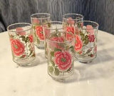 Libbey Apollo  Pink Carnation Tumbler 6pc Set USA juice Glass