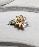 Calla Lily flower 14k Yellow Gold vermeil/Sterling silver topaz Ring