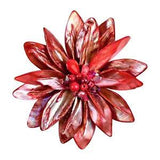 Pretty Red Water Lily Mother of Pearl Pin-Brooch