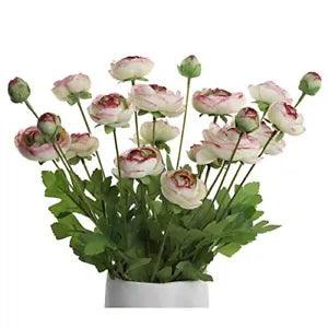 Artificial Silk Flowers Persian Buttercup Bicolor Ranunculus Flower 5 Green