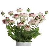 Artificial Silk Flowers Persian Buttercup Bicolor Ranunculus Flower 5 Green