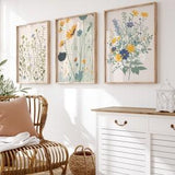 Wildflowers Wall Art Prints, Botanical Wall Prints, Plant Wall Art, Flower Market Print, Natural Wall Art, Orange, Yellow,Flowers Art Print