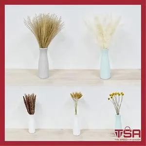 Dried Pampas Grass Decor 75Pc Natural Flower White & Brown Party Decor with Vase