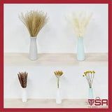Dried Pampas Grass Decor 75Pc Natural Flower White & Brown Party Decor with Vase
