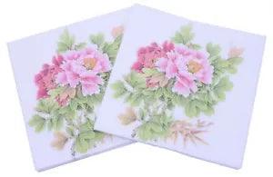 L125 2 Single Paper Decoupage Napkins Lunch Size 6.5 Flower Carnations Red Pink