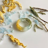 Juniper, Sunflower, Aquamarine Ring, pressed flower ring, March Birthstone, Sunflowers, Fairycore Jewelry, Forest Ring, Healing Crystals