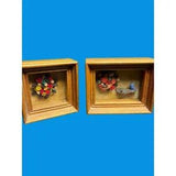 2 Small Vintage Shadowbox Dried Flower Art. Tiny Vintage Pictures