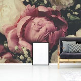 Beautiful wallpaper with white & pink peony bouquet, photography, self adhesive, peel and stick floral wall mural