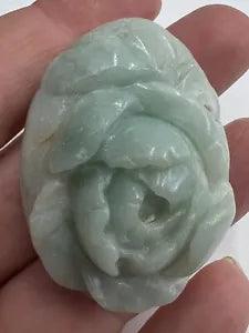 Amazonite carved Peony flower Double Side Carved  32 grams (160 Carats) Pendant