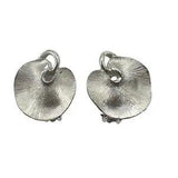 Vintage Lisner Earrings Lily Pad Silver Rhodium Pl. Etched Textured Clip On A11