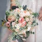 Romantic flower bridal bouquet Peony and eucalyptus wedding accessories Bride to be Blush pink flower bouquet Bridal accessories Magaela