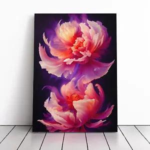 Peony Flower Flame Art Canvas Print Wall Art Framed Picture Home Decor Large