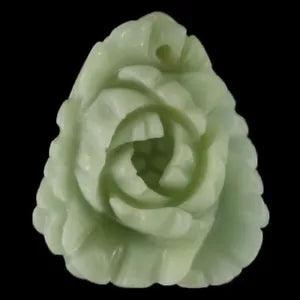 BE09906# Hand Carved Peony Flower  Amazonite Pendant Bead Gemstone 1 Pcs