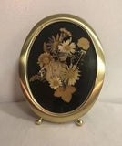 Vintage Brass Oval Picture Photo Frame Pressed Flowers Made In Korea Beautiful
