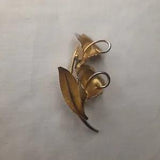 Vintage Ornate Textured Lily Flower Gold Tone Brooch  2''