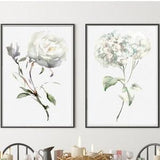 Hydrangea Peony Watercolor Painting Set 2 Beige Flowers Bouquet Print Floral Artwork Minimalist Art Dining Room Decor Mother Day Gift
