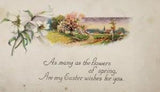 Easter Wishes Poem Lilies Spring Scene Postcard