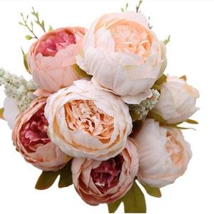 Decorative Artificial Flower Blush Silk Peony Flowers Bouquet Flower Peonies Bouquet For Home Wedding Flowers Arrangement HZ-19191-01